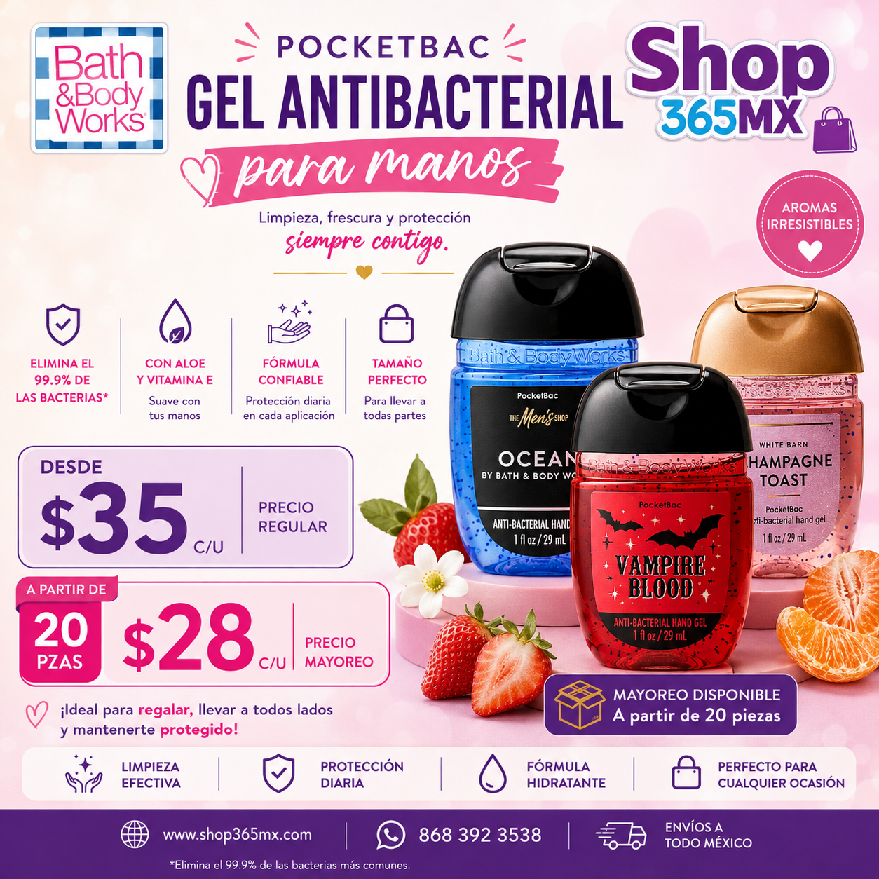 Gel Antibacterial Lavender Vanilla PocketBac Bath & Body Works 29 ml
