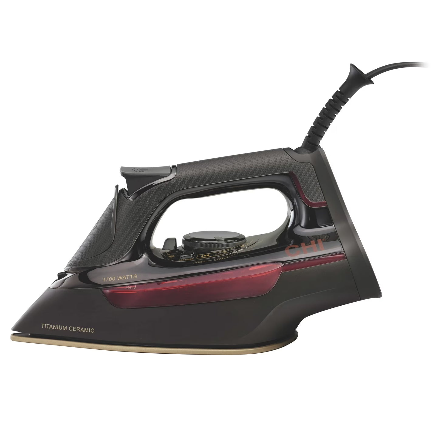 CHI Professional Plancha de Ropa Plancha de Vapor para Ropa con Placa Base de Titanio, Negra