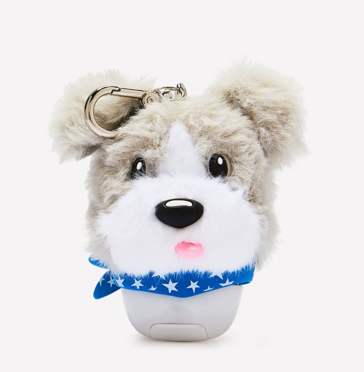 🐶 Porta Gel Antibacterial Perrito de Peluche con Bandana Azul
