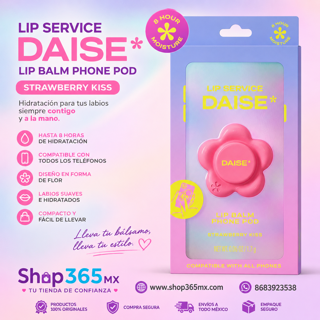 🍓 DAiSE Lip Service Lip Balm Phone Pod Strawberry Kiss 1.7 g