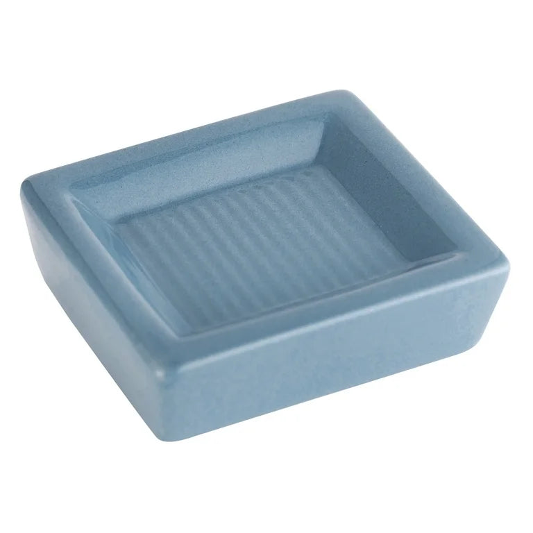 Mainstays Juego de Accesorios de Baño y Cortina de Ducha de Poliéster/cerámica de 17 Piezas, Azul y Blanco