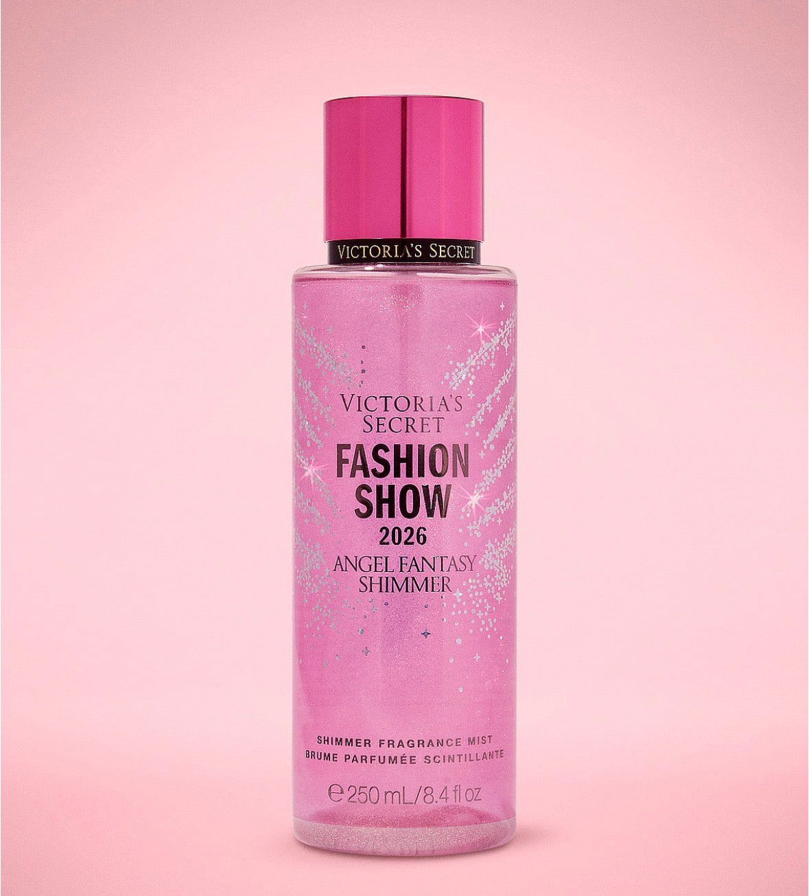 Victoria's Secret Fashion Show 2026 Angel Fantasy Shimmer Fragrance Mist 250 ml – Spray Corporal Rosa con Brillos
