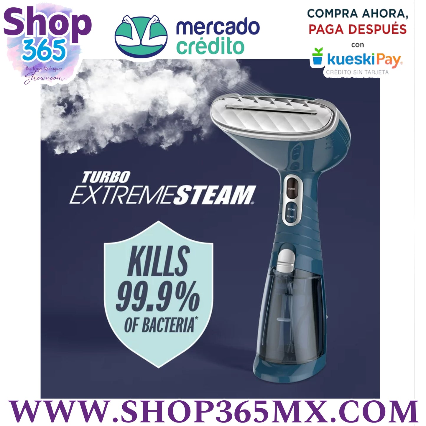 Conair Vapor de Ropa Portátil para Ropa, Turbo ExtremeSteam 1550W, Diseño Portátil de Mano