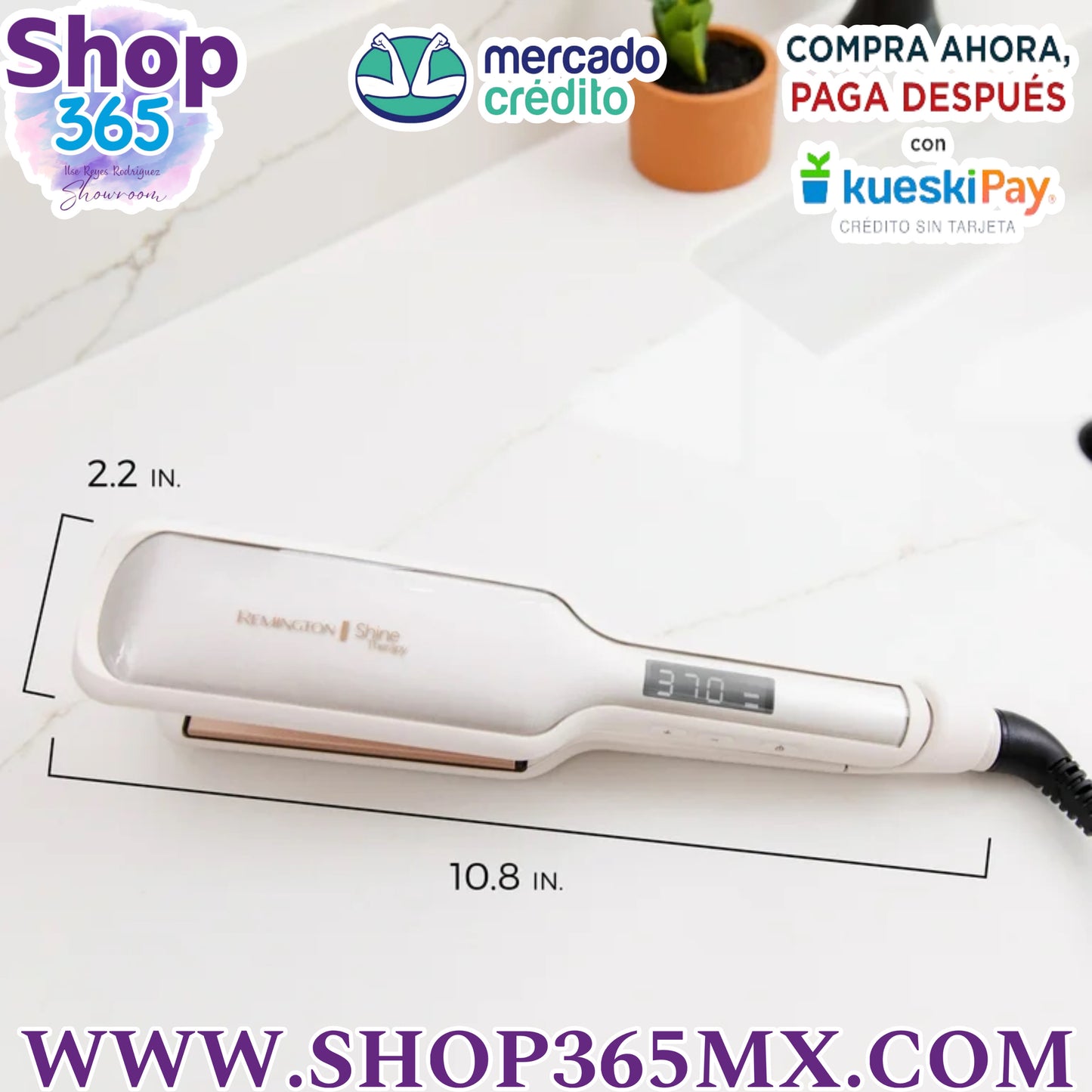 REMINGTON SHINE THERAPY Plancha de Pelo de 2 Pulg Plancha Infundida con Aceite de Argán y Queratina