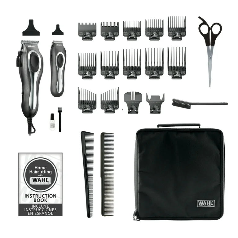 Wahl Deluxe Chrome Pro Cortapelos con Cable para Hombre, Kit de Cortapelos con Estuche de Almacenamiento 79650-1301