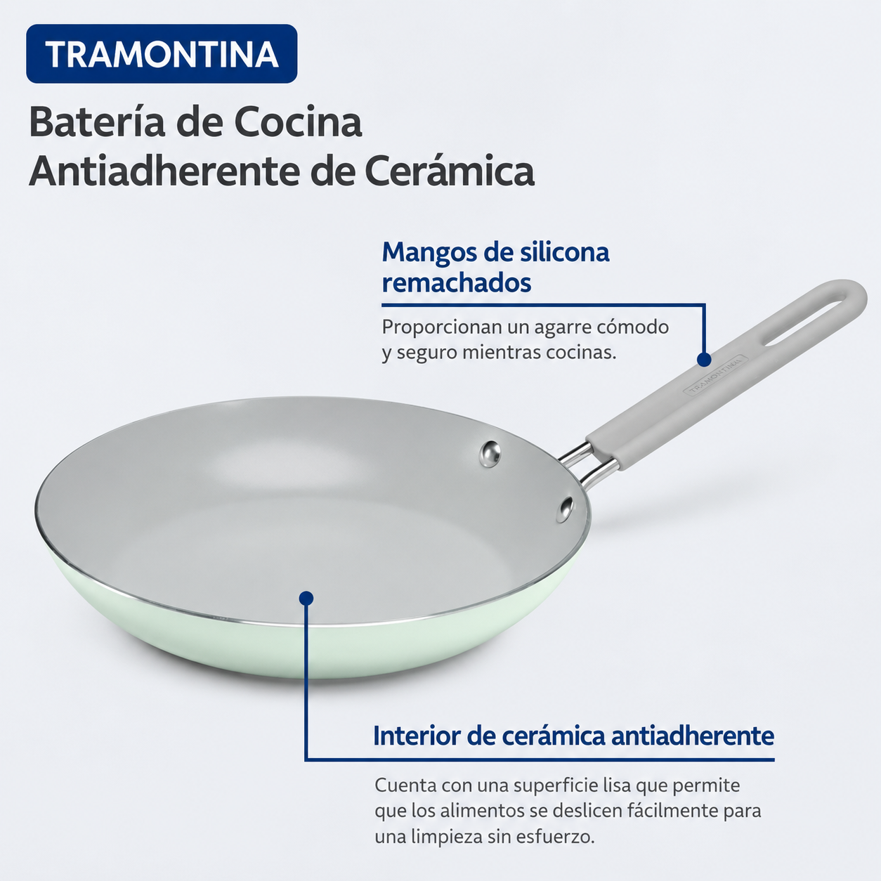 Tramontina Juego Diario de 3 Pzs de Sartén/plancha de Cerámica Verde