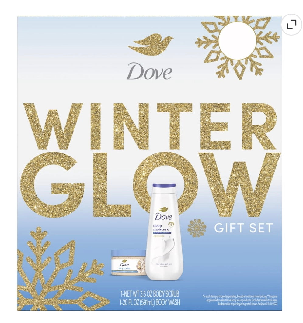 Dove Winter Glow Set de Regalo con Body Wash Deep Moisture y Exfoliante Corporal