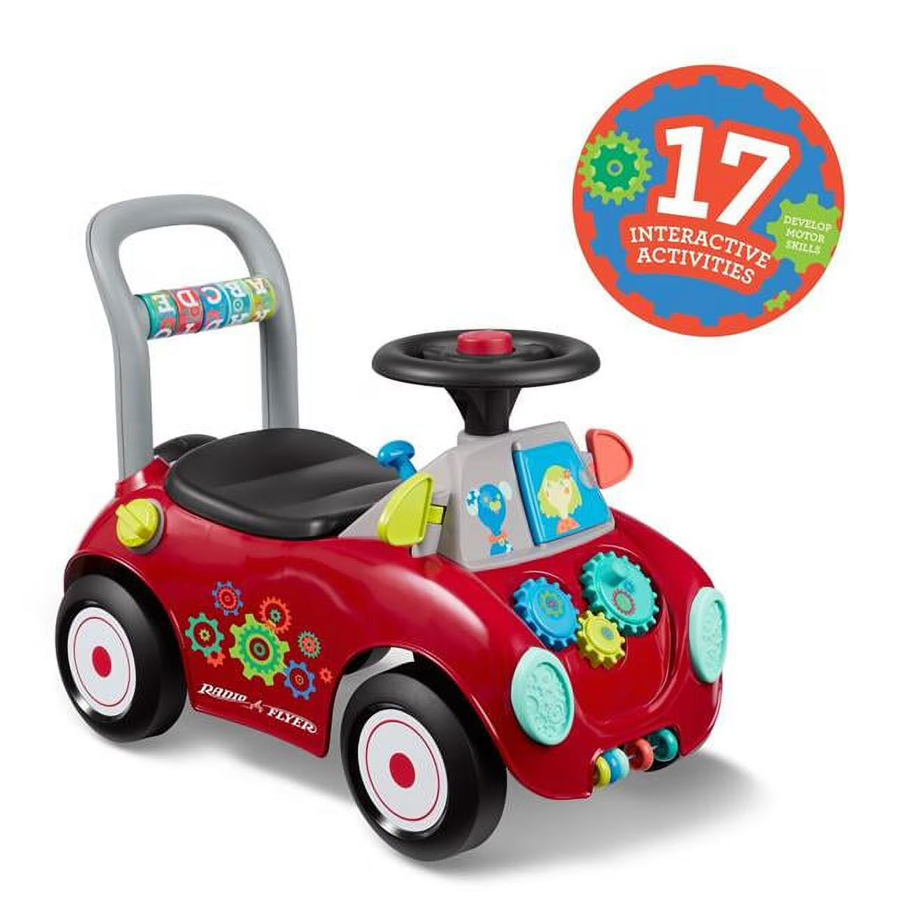 Radio Flyer Busto Ocupado Push Walker & Ride-on 3 en 1 con Funciones Interactivas, Rojo
