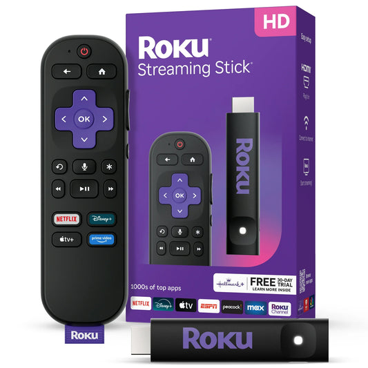 Roku Streaming Stick 2025 - Dispositivo de Streaming HD Roku para Televisión con Control Remoto por Voz - Televisión Gratuita y en Vivo