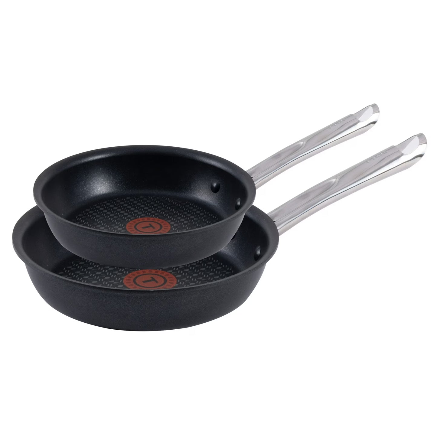 T-fal Cook & Strain Juego de Sartenes Antiadherentes de 2 Piezas, Sartenes de 10 y 11,5 Pulgadas, Negro