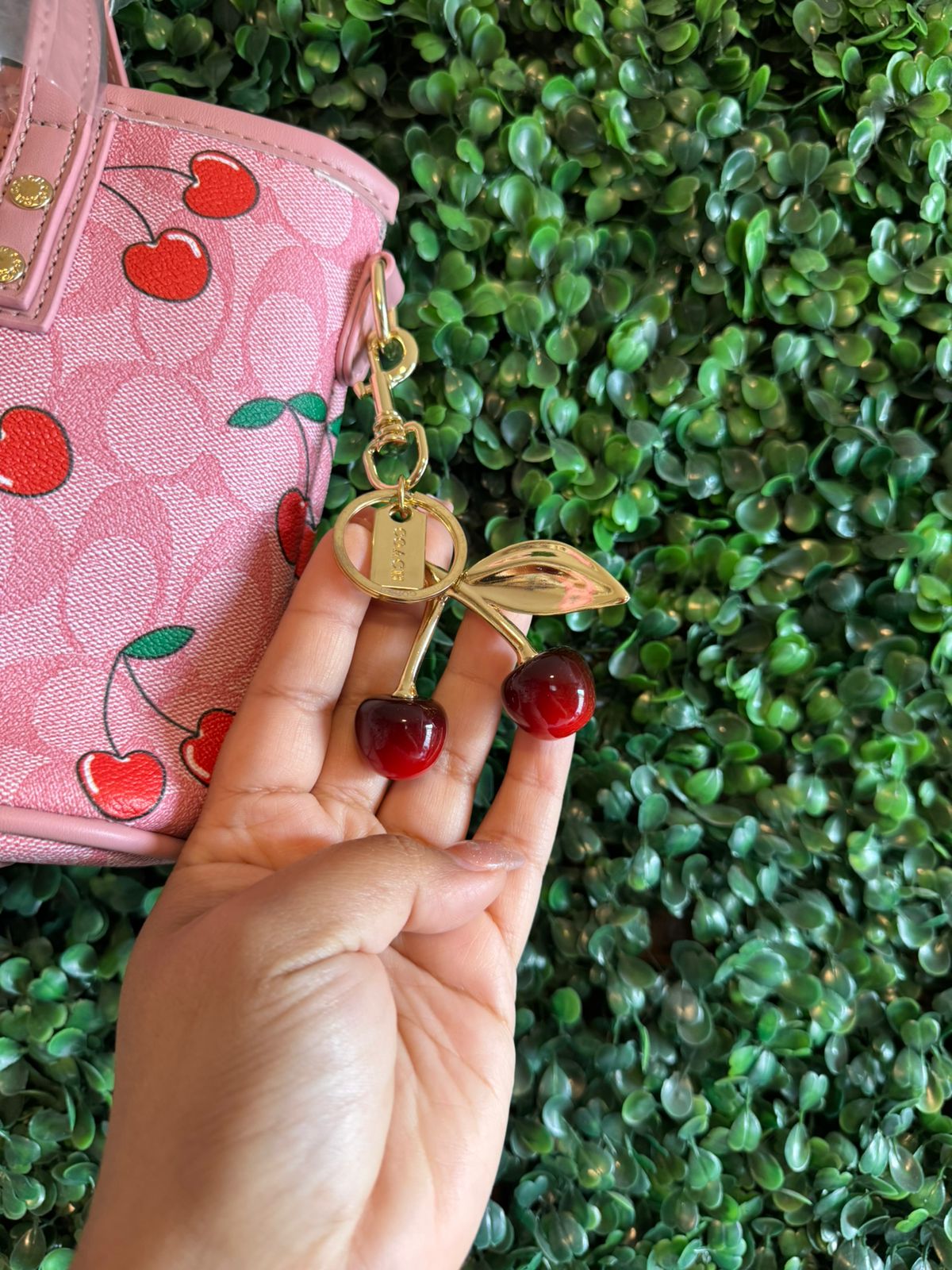 A BOLSA COACH ROSA CON LLAVERO CEREZAS