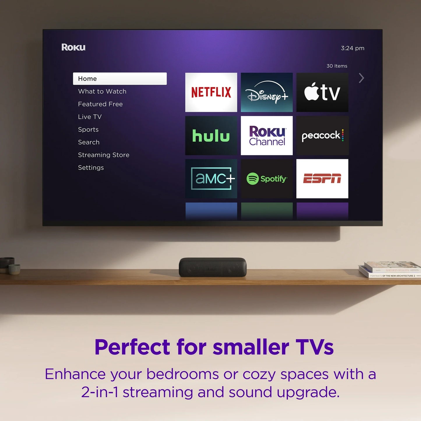 Roku Streambar SE: Barra de Sonido para TV 2 en 1 con Transmisión Integrada, Parlantes Premium y Claridad de Voz