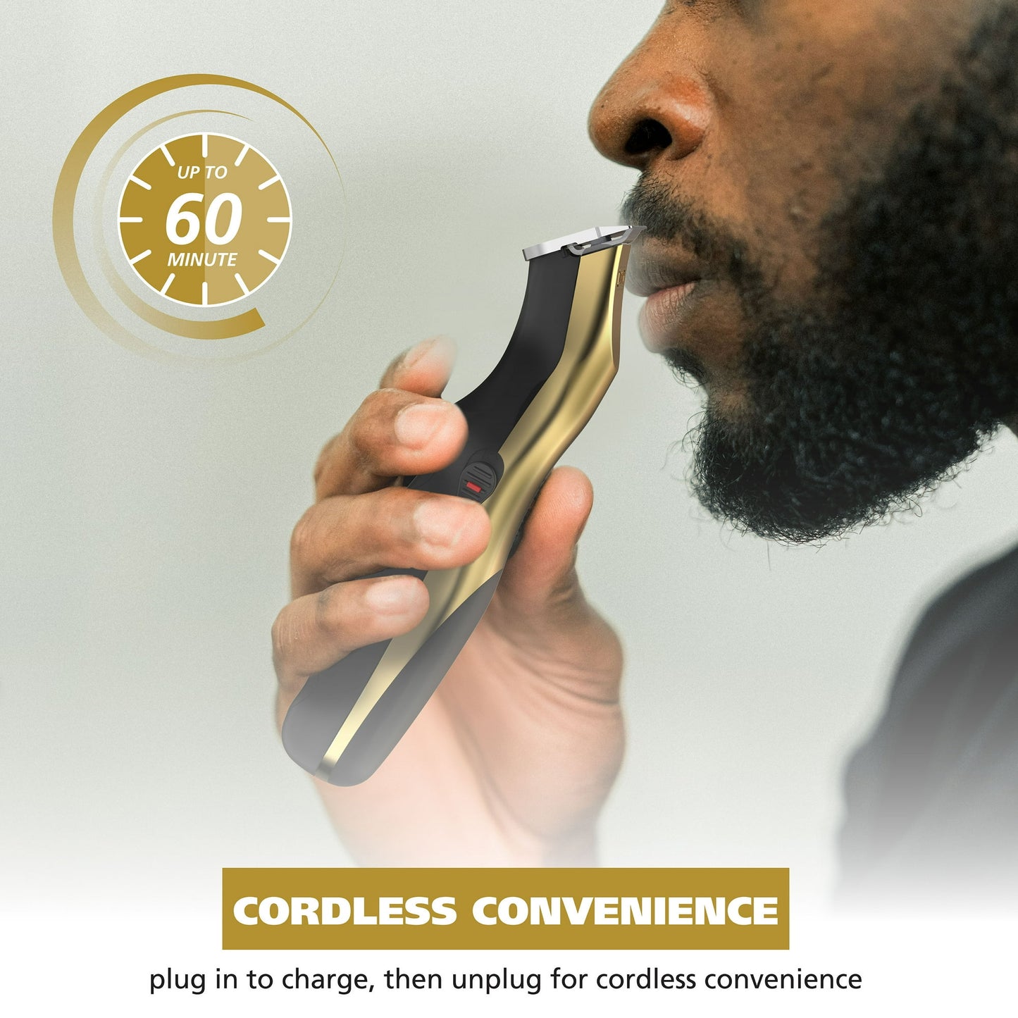 Wahl T-Pro Plus, USB Rechargeable Battery Trimmer, Gold with Rubber Grips - 3028171
