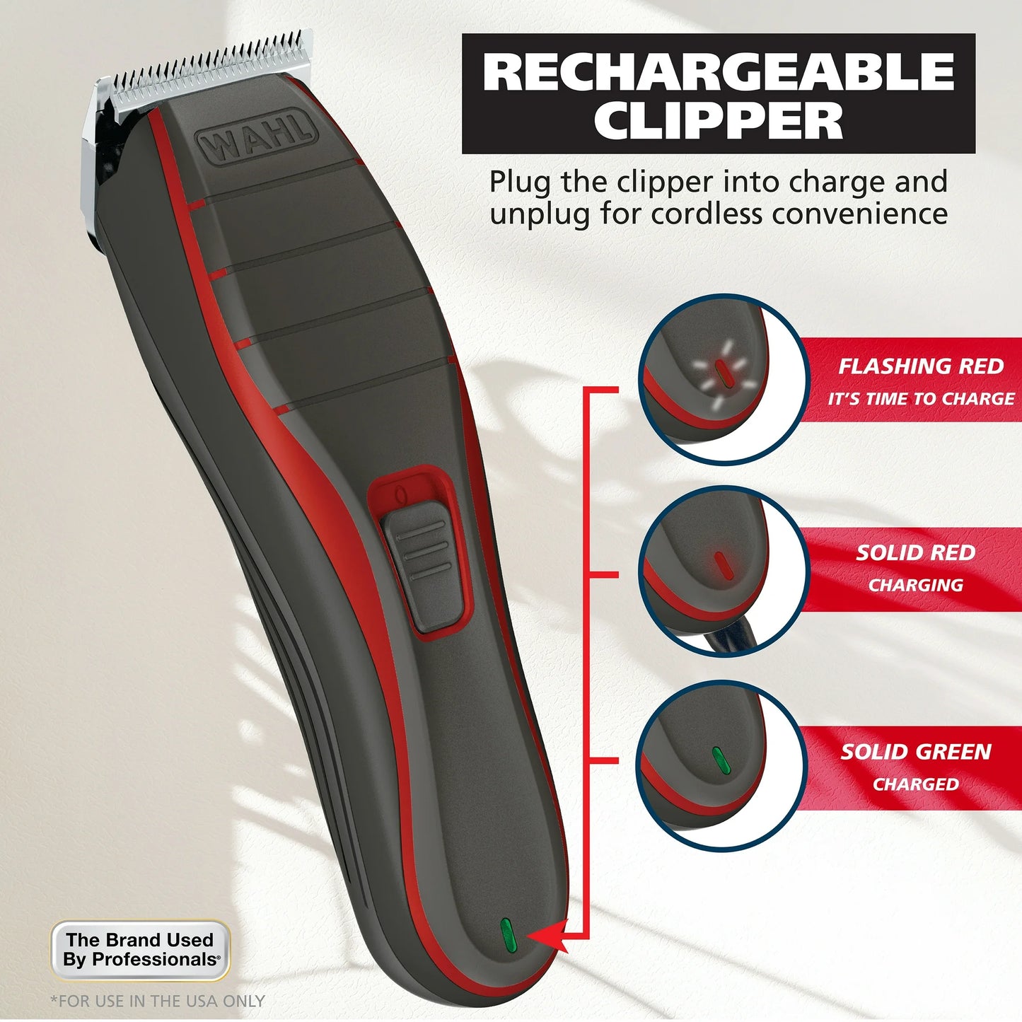Wahl Inalámbrico Pro, Voltaje Mundial, Cortapelos Recargable para Hombre y Mujeres - 3023879