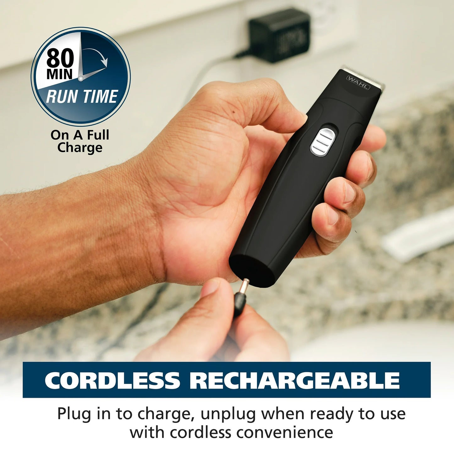 Wahl Barba Recargable Todo en uno, Bigote, Recortador de Detalles para Hombre, Negro, 05644