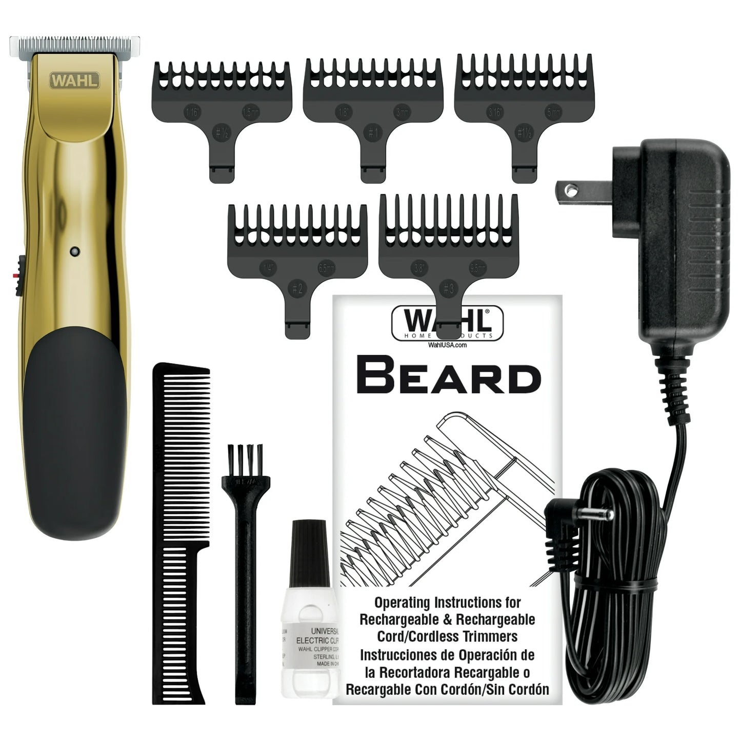 Wahl T-Pro Plus, USB Rechargeable Battery Trimmer, Gold with Rubber Grips - 3028171