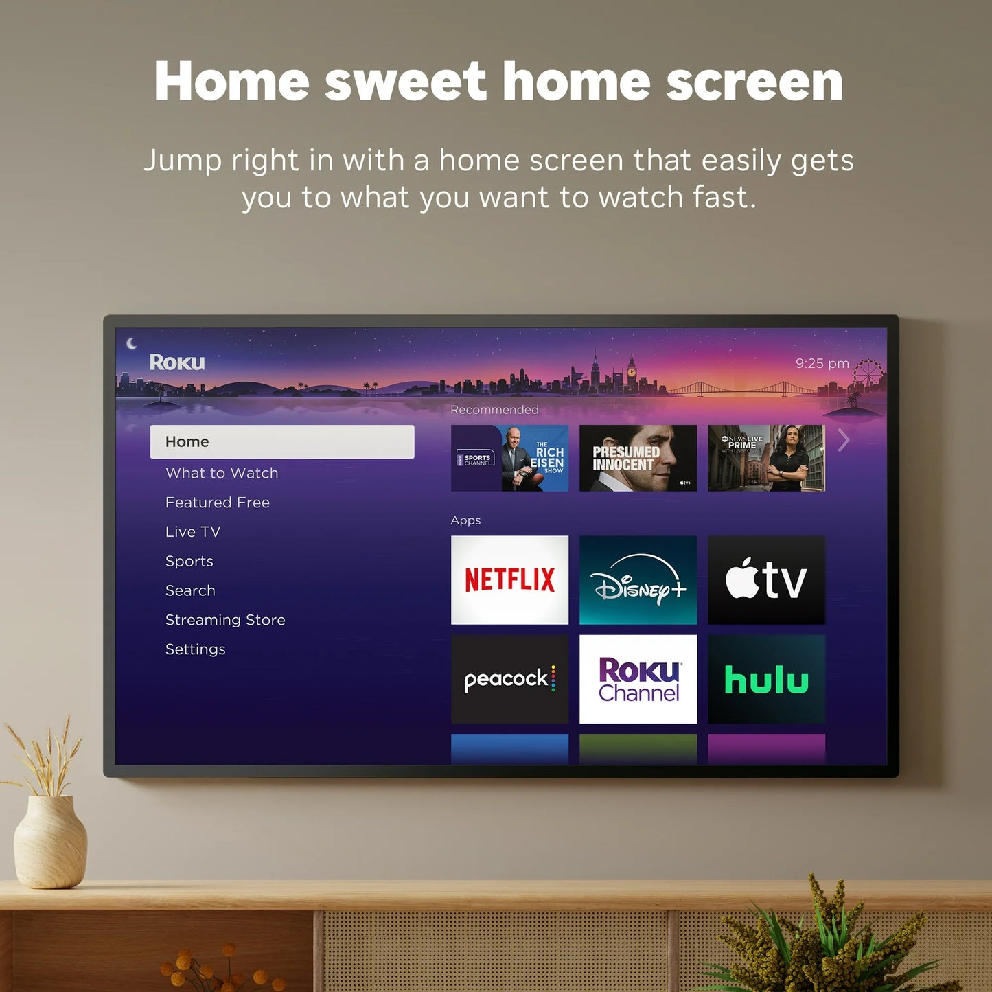 Roku Streaming Stick Plus 2025 - Dispositivo de Streaming Roku 4K y HDR para TV con Control Remoto por Voz - TV Gratuita y en Vivo