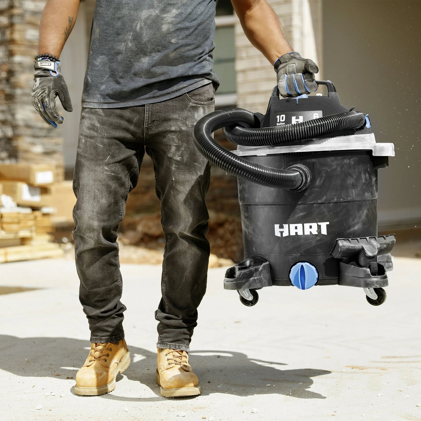 HART Aspiradora en Seco/húmedo de Polietileno de 10 Galones y 6 Pico HP, VOC1012PF 3703