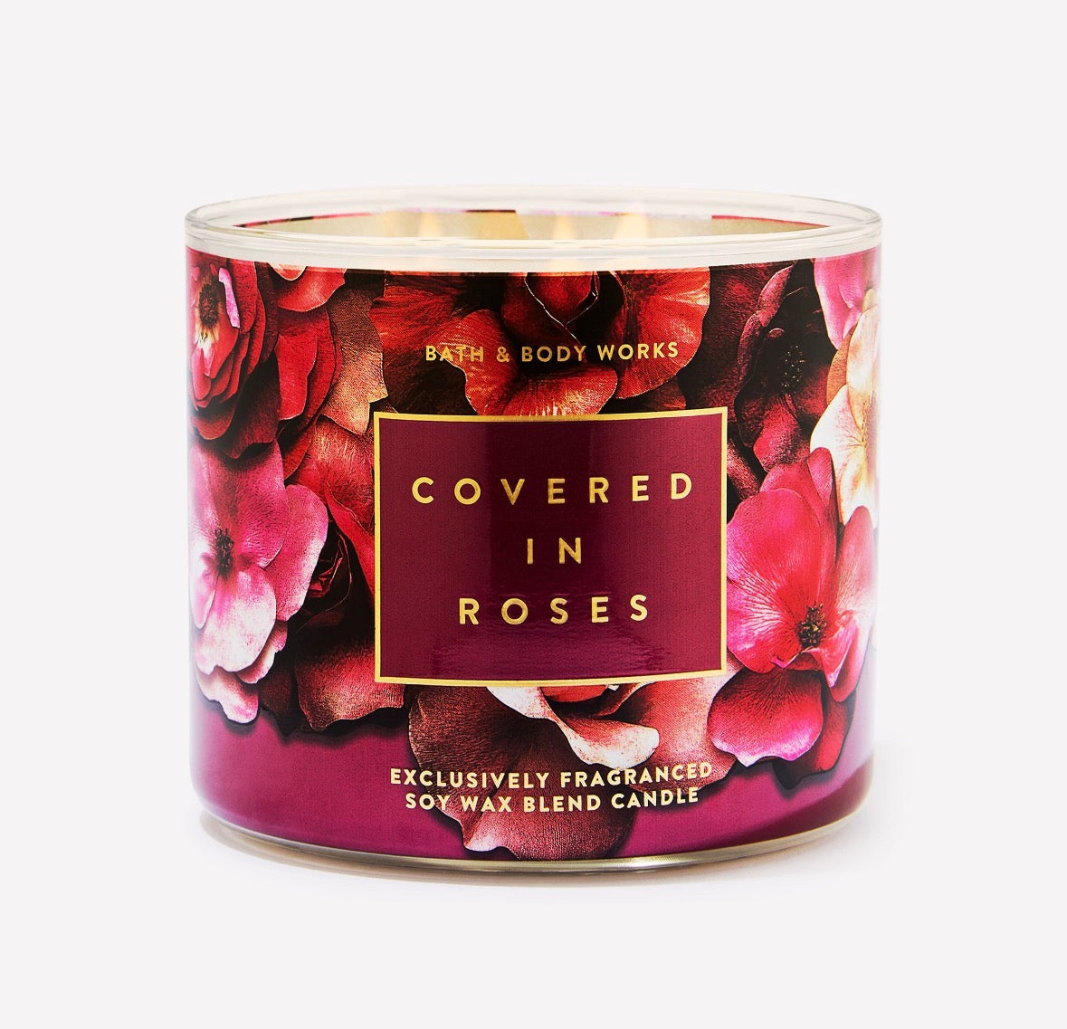 Bath & Body Works Covered in Roses – Vela Aromática de 3 Mechas con Fragancia Floral de Rosas