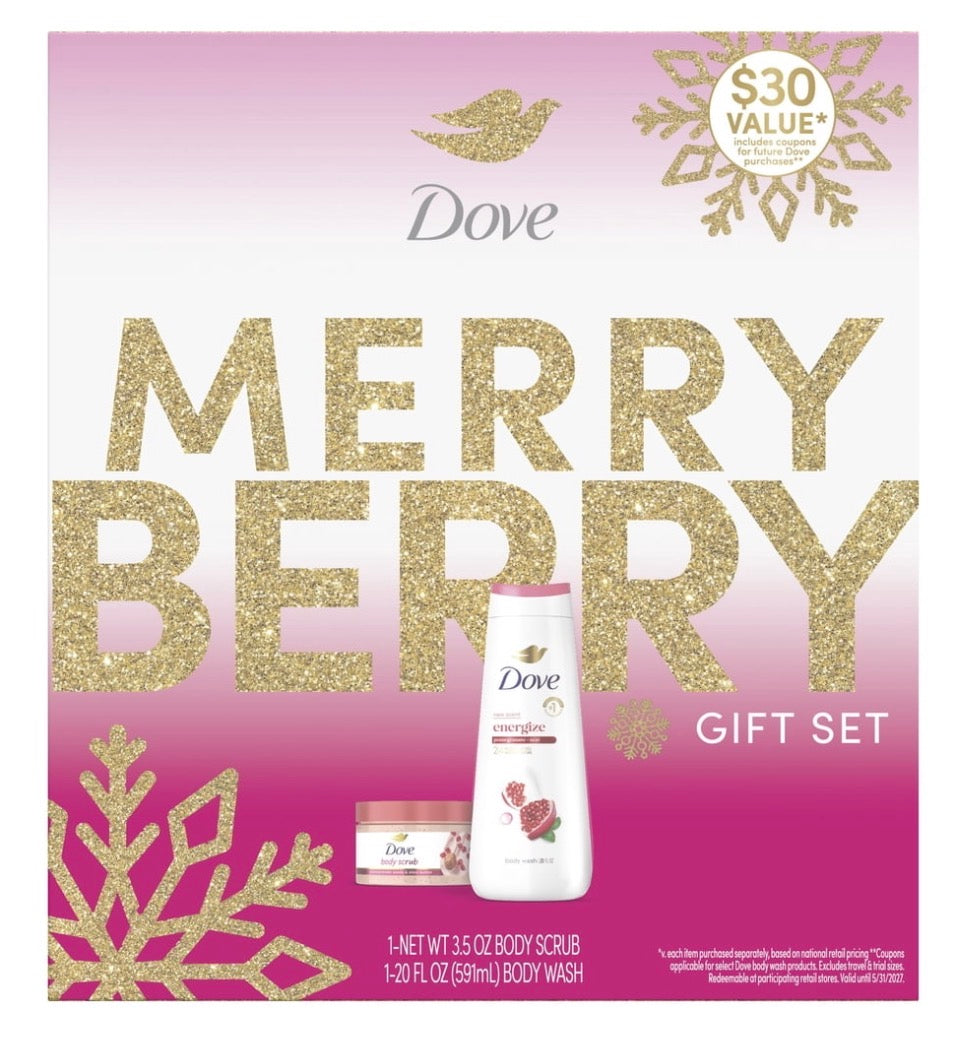 Dove Merry Berry Set de Regalo con Body Wash de Granada y Exfoliante Corporal