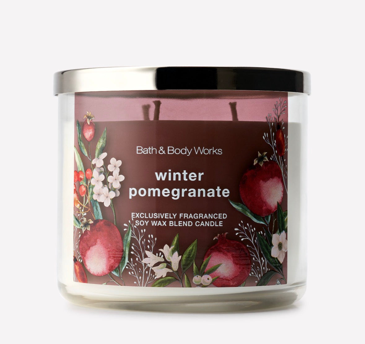 Bath & Body Works Winter Pomegranate – Vela Aromática de 3 Mechas con Aroma a Granada y Frutos Rojos