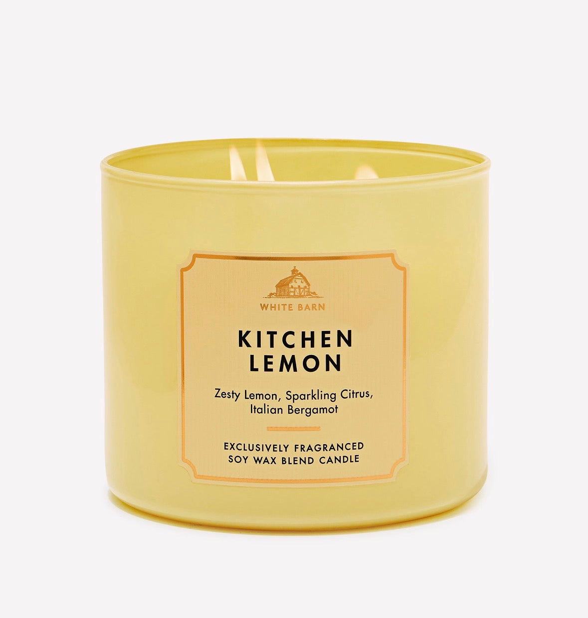 White Barn Kitchen Lemon – Vela Aromática de 3 Mechas con Aroma a Limón Fresco, Cítricos y Bergamota