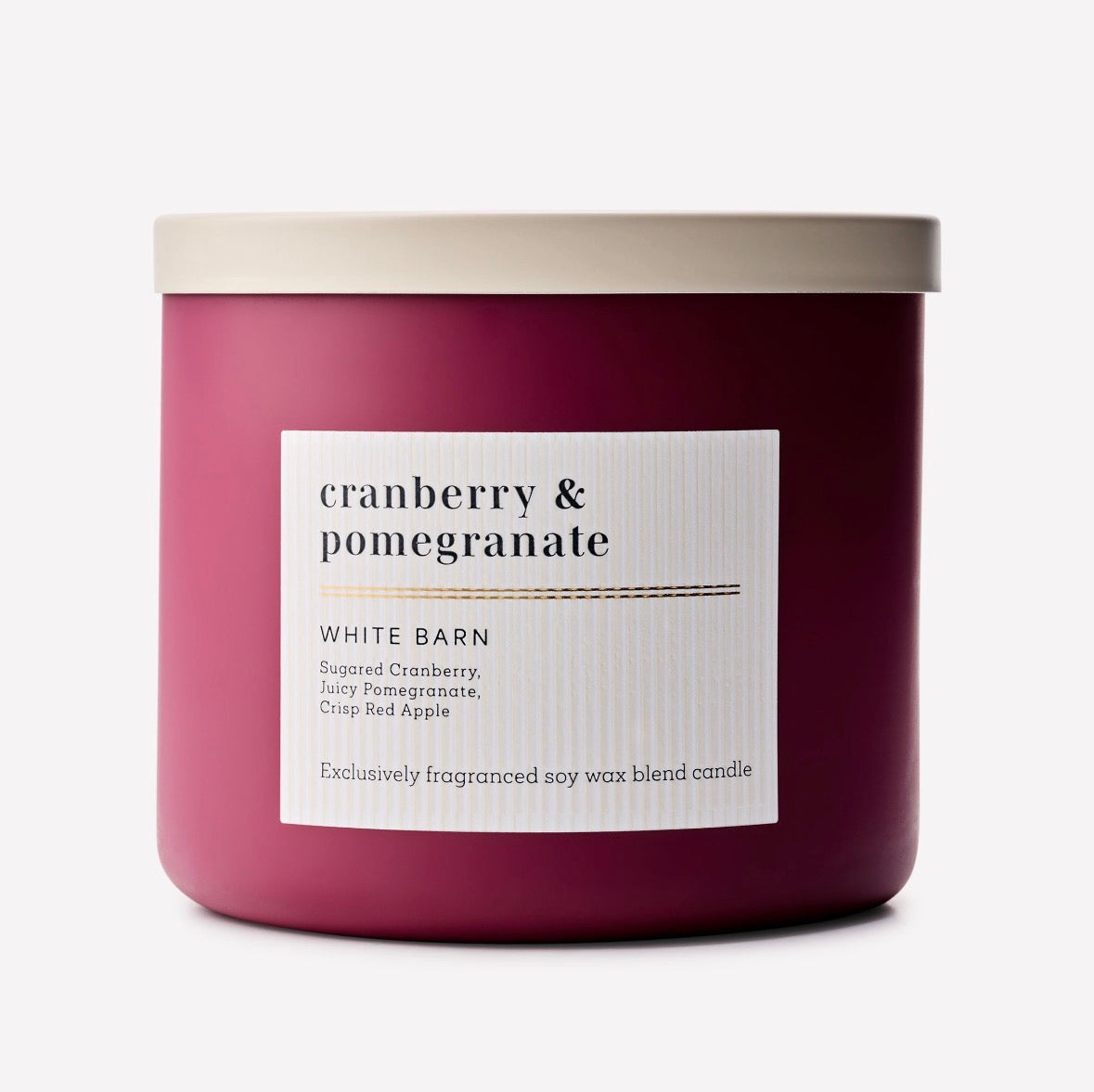 White Barn Cranberry & Pomegranate – Vela Aromática de 3 Mechas con Aroma a Arándano, Granada y Manzana Roja