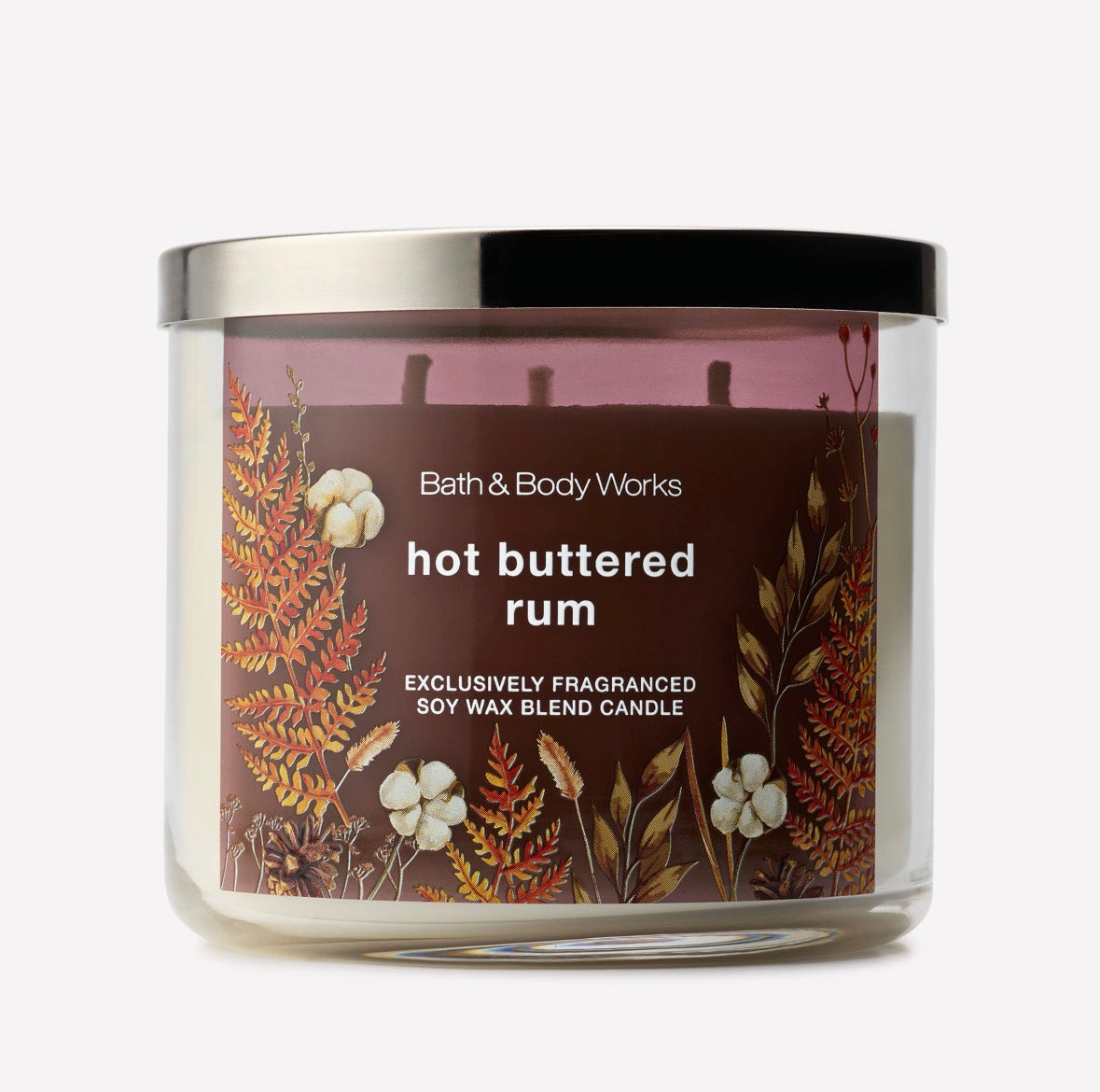 Bath & Body Works Hot Buttered Rum – Vela Aromática de 3 Mechas con Aroma a Ron, Mantequilla y Vainilla