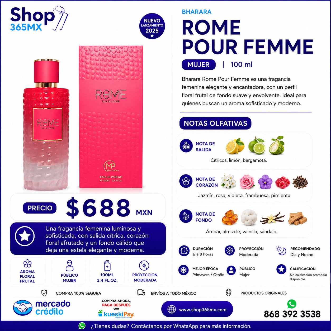 Bharara Rome Pour Femme EDP M 100ml