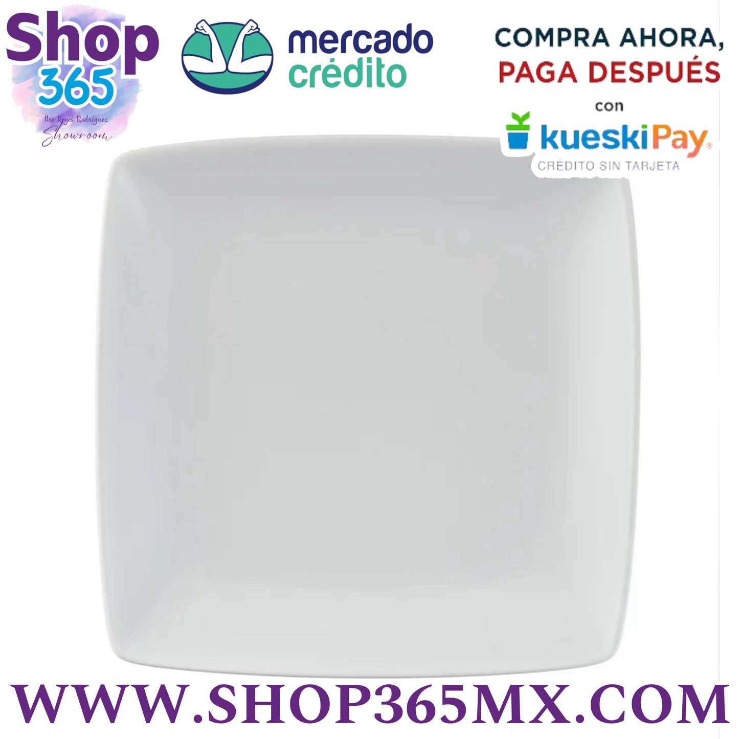 Better Homes & Gardens- Conjunto de Vajilla de Porcelana Cuadrada Blanca de 12 Piezas