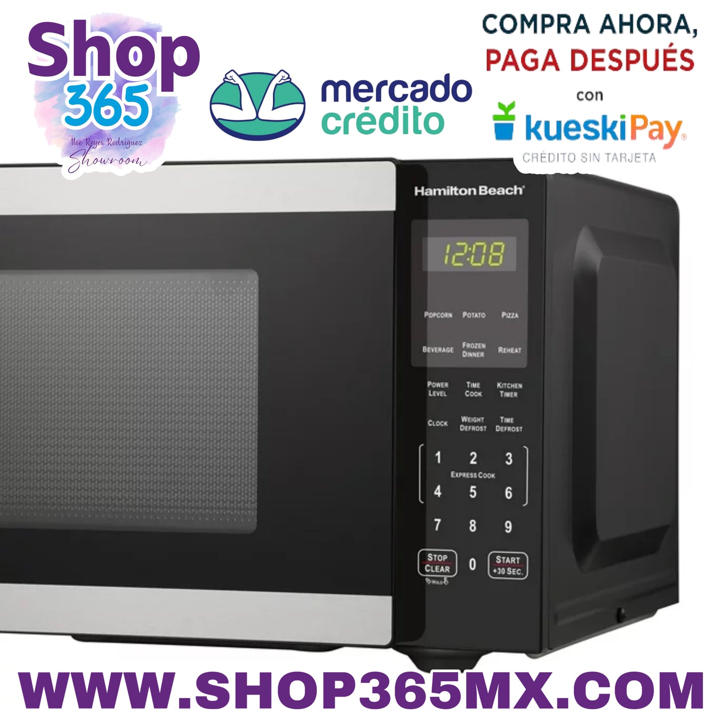 Horno microondas para encimera Hamilton Beach de 0,9 pies cúbicos, 900 vatios, acero inoxidable, nuevo