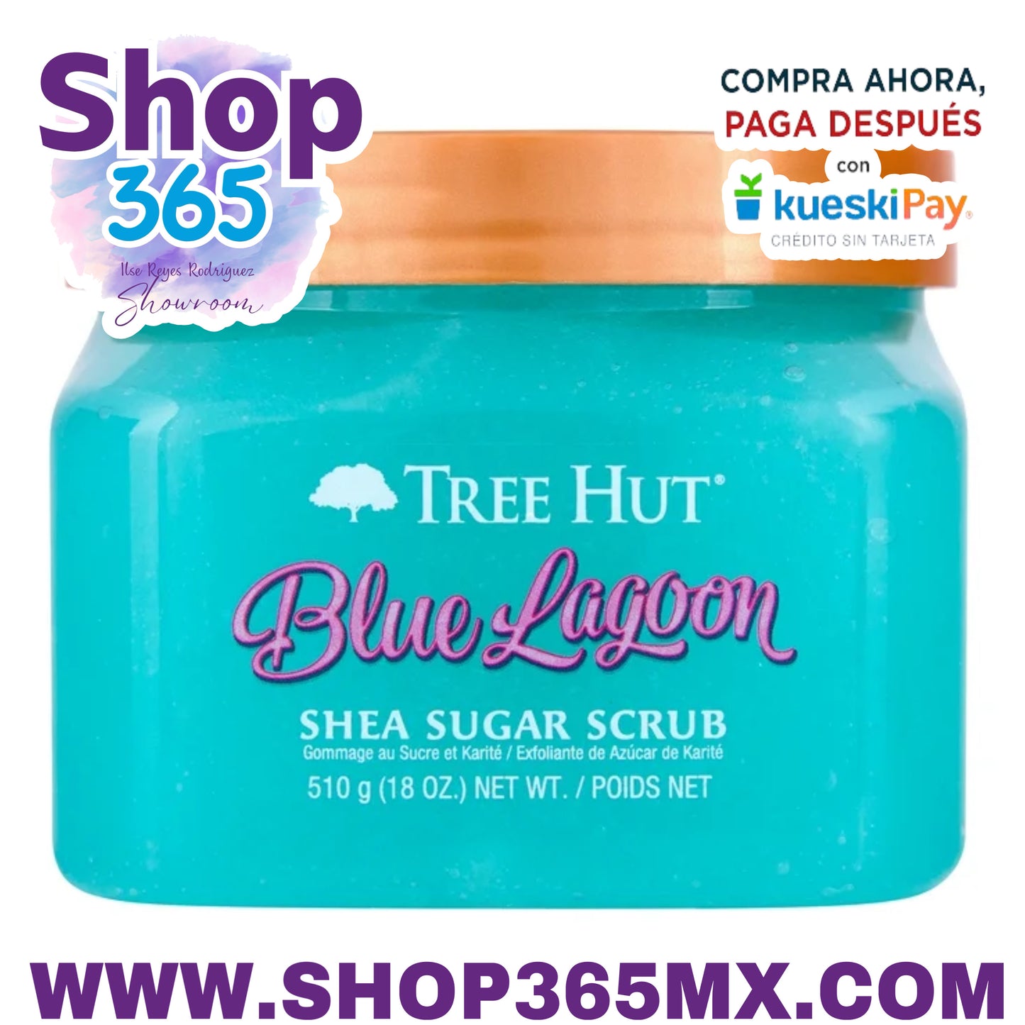 Tree Hut Blue Lagoon Shea Sugar Cuerpo Exfoliante E Hidratante Exfoliante, 18 Oz..