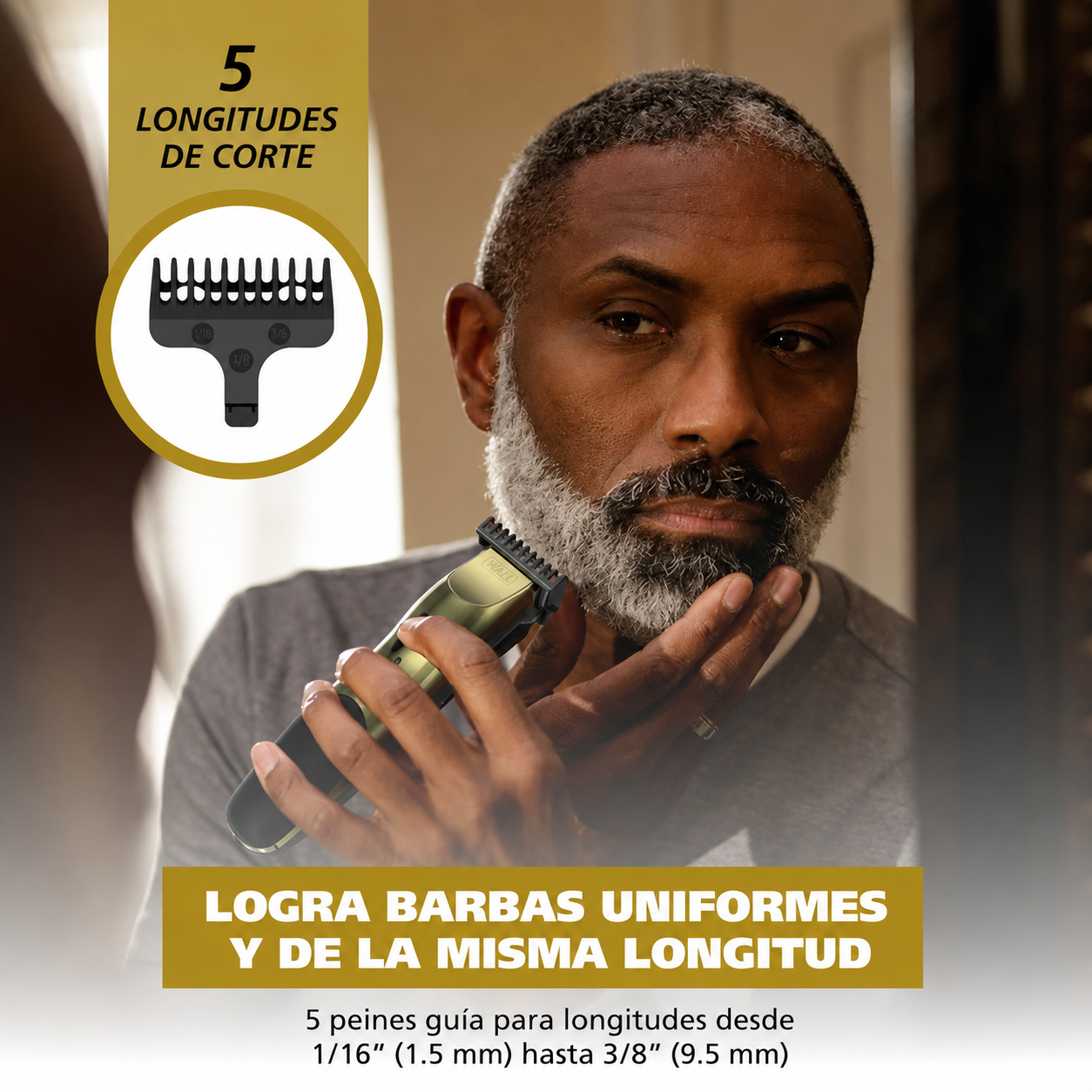 Wahl T-Pro Plus, USB Rechargeable Battery Trimmer, Gold with Rubber Grips - 3028171