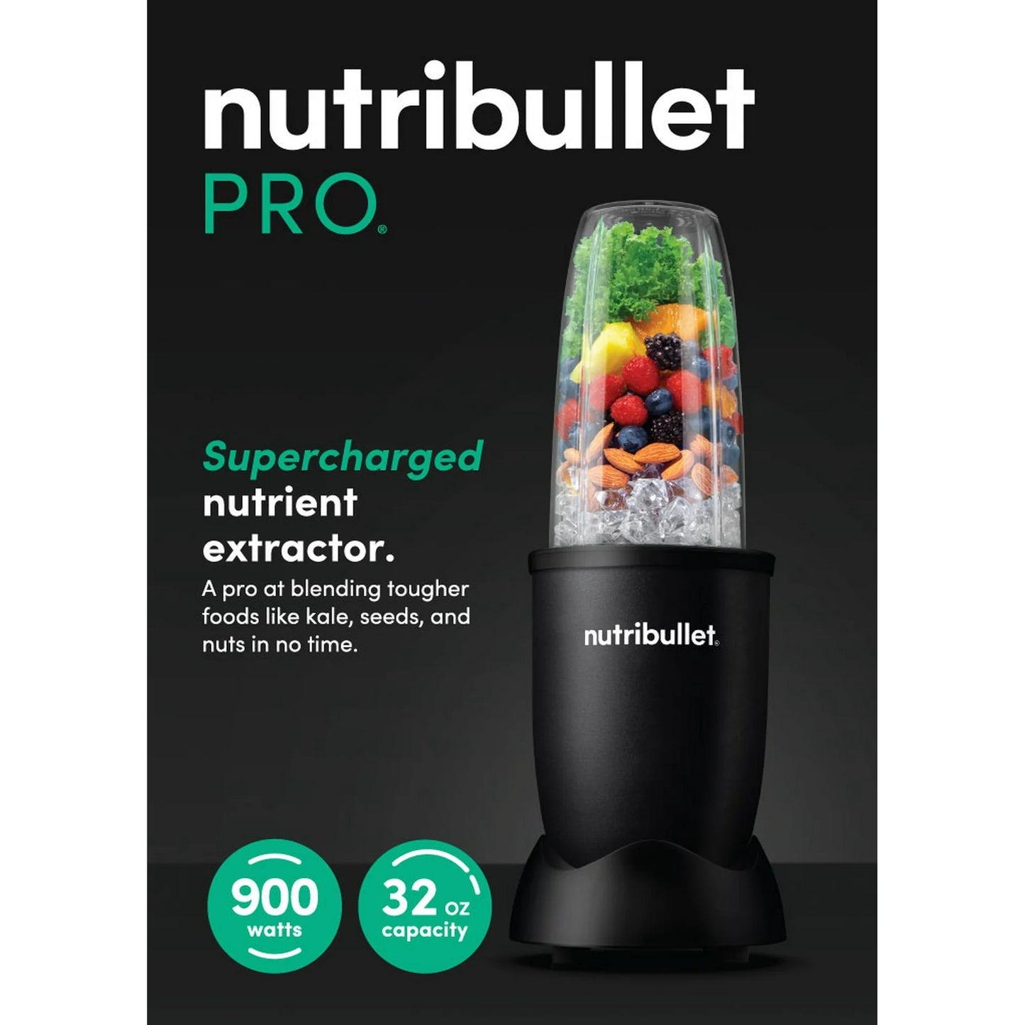 Nutribullet Licuadora Personal Pro de 32 oz y 900 Vatios, Color Negro Mate, NB9-0901AK