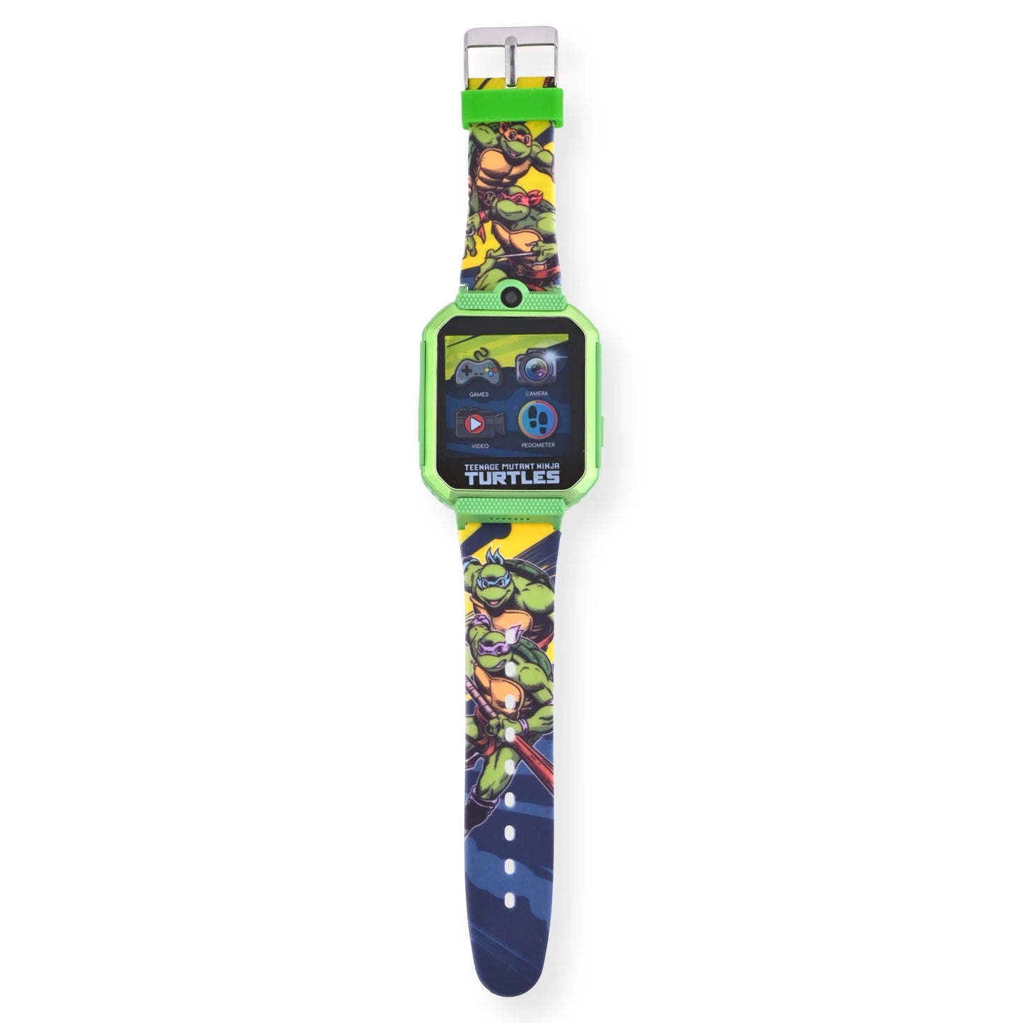 Nickelodeon Teenage Mutant Ninja Turtles Reloj Inteligente Unisex con Pantalla Táctil, Correa de Silicona y Caja Verde Metalizado de 42 Mm