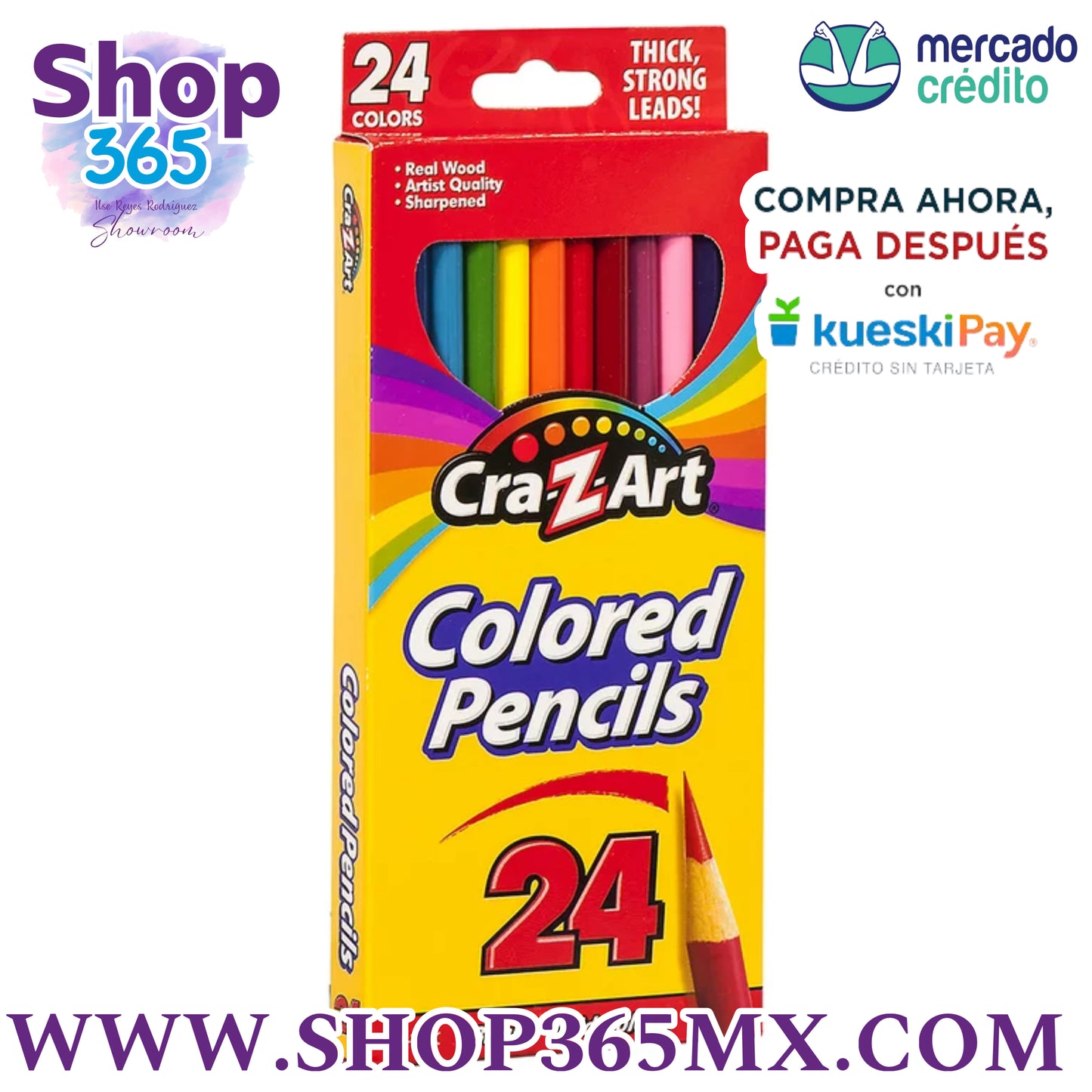 Cra-Z-Art Lápices de colores preafilados de 24 unidades, niños principiantes a adultos, suministros de regreso a la escuela