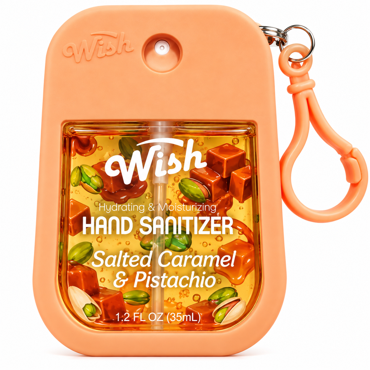 Sanitizante de Manos Wish Salted Caramel & Pistachio – 35 ml 🍮