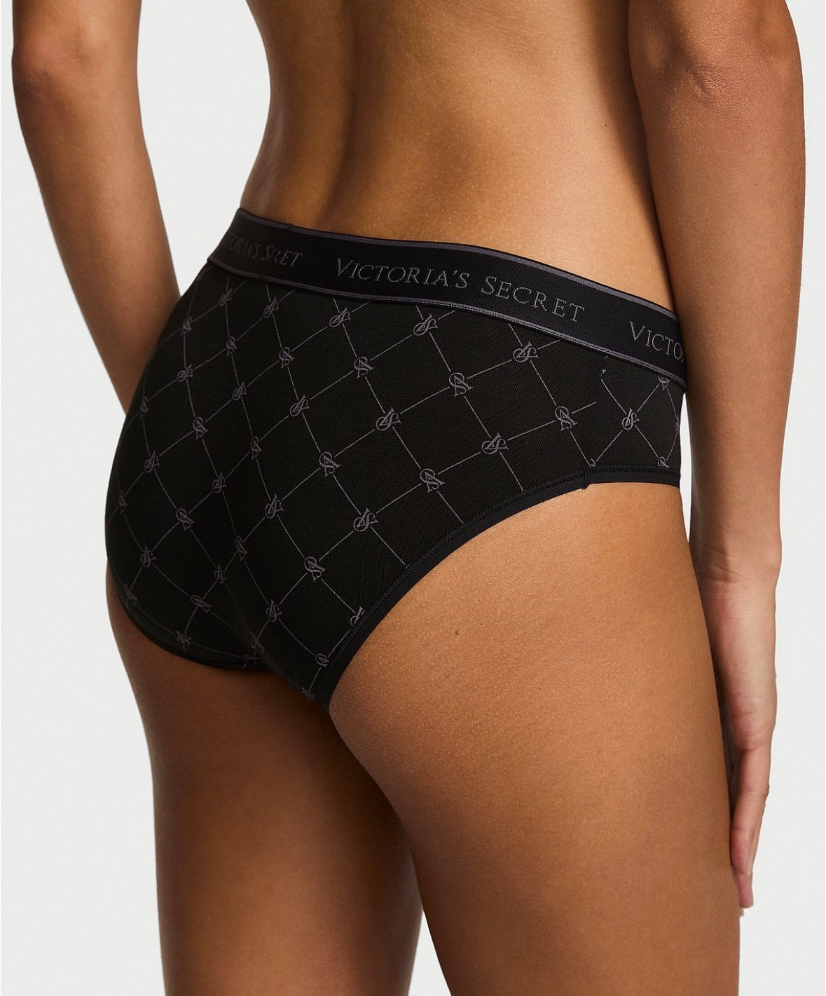 Victoria’s Secret Bikini Panty Negro con Monograma VS y Cintura Logo