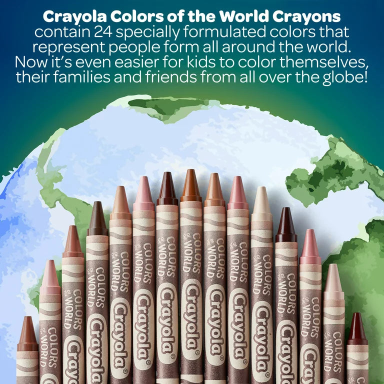 Crayones Crayola Colors of the World, 24 quilates, útiles para el regreso a clases, útiles para maestros, niños