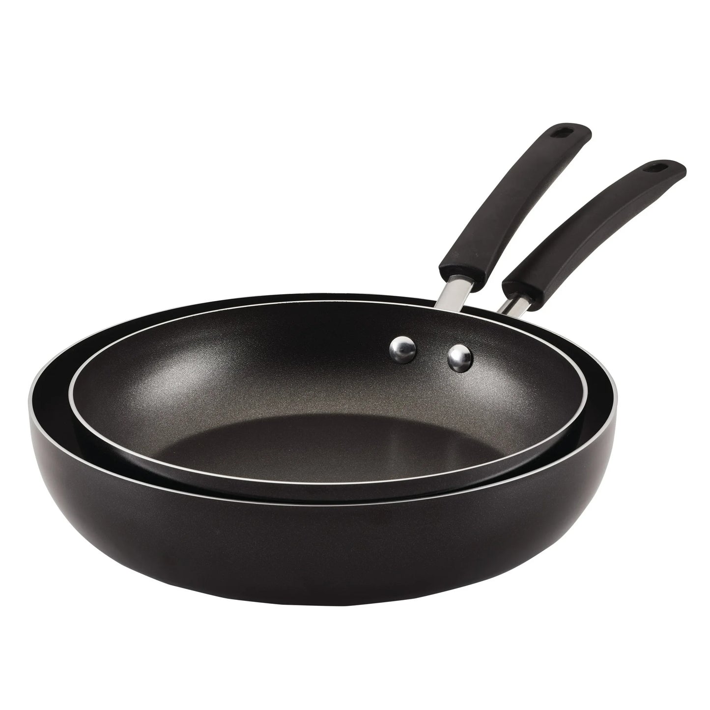 Farberware Easy Clean Juego de Sartenes/sartén Extra Profundas Antiadherentes, 2 Pzas, Apto para Lavavajillas, Apto para Horno, 10,5 Pulgadas y 12 Pulgadas, Negro