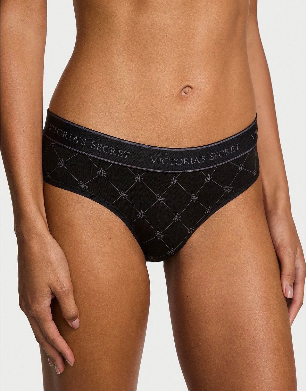 Victoria’s Secret Bikini Panty Negro con Monograma VS y Cintura Logo