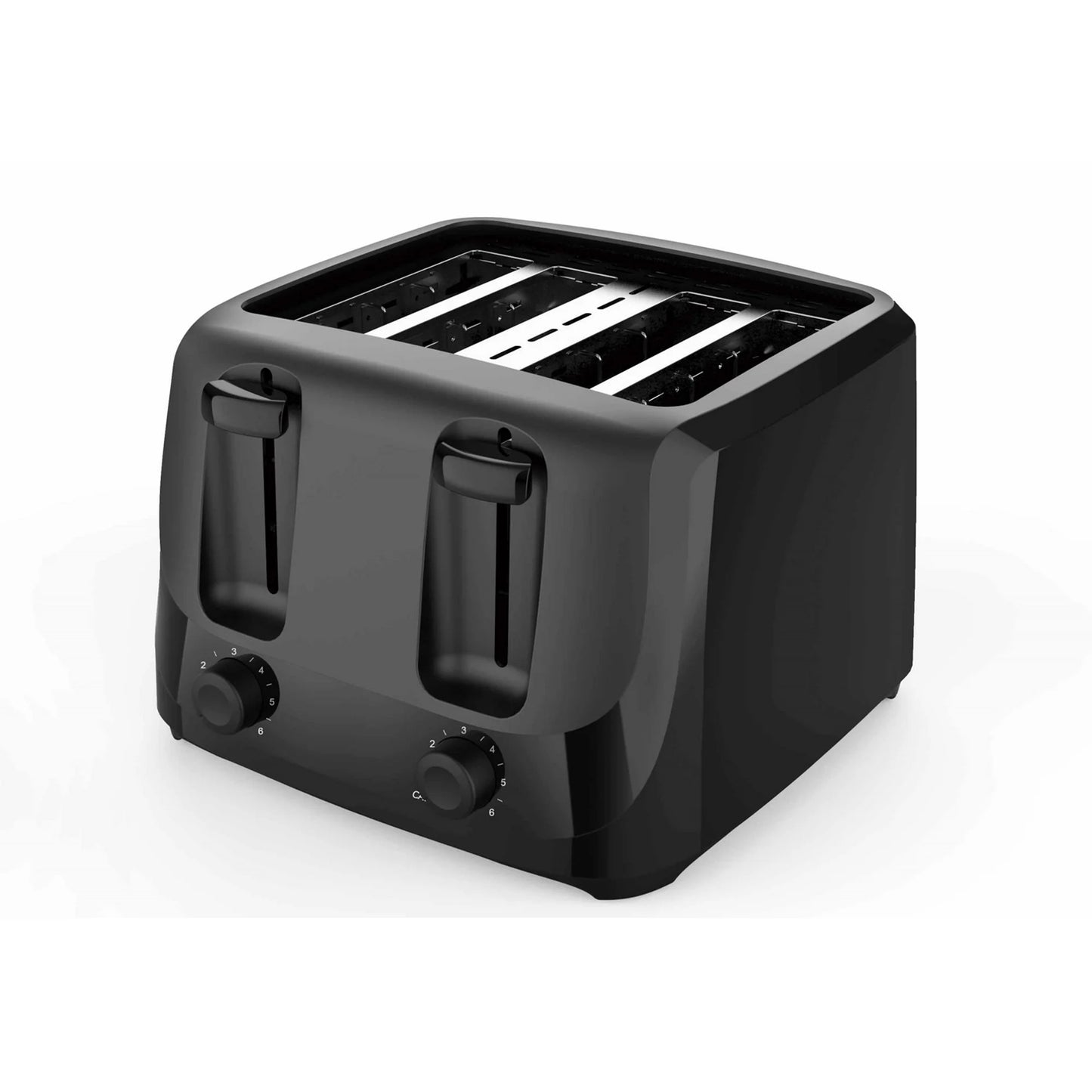 Mainstays Toaster de 4 Rebanadas en Color Negro con 6 Configuraciones de Tostado y Bandeja para Migas Extraíble