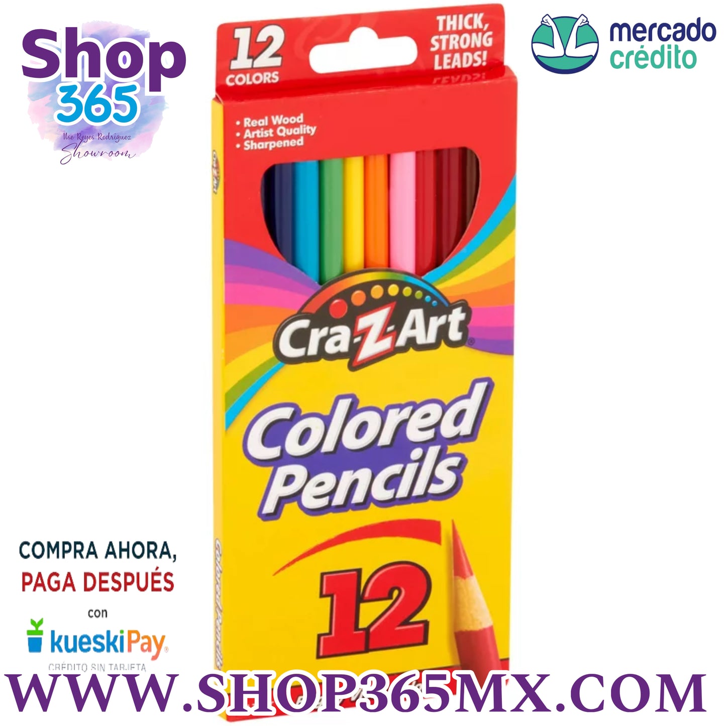 Lápices de colores Cra-Z-Art, 12 unidades, de niño principiante a adulto, útiles para el regreso a la escuela