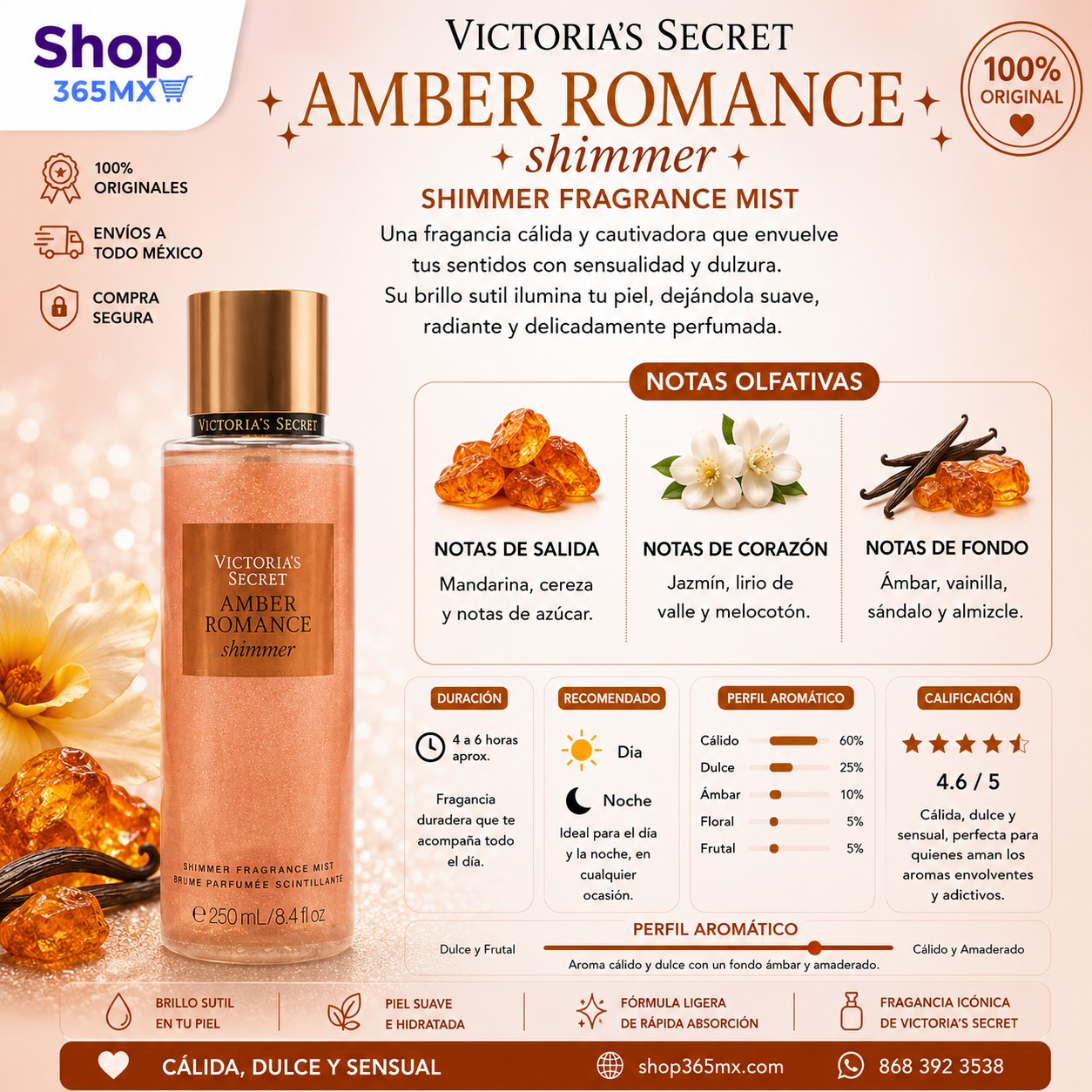 Body Mist Shimmer Amber Romance de Victoria’s Secret