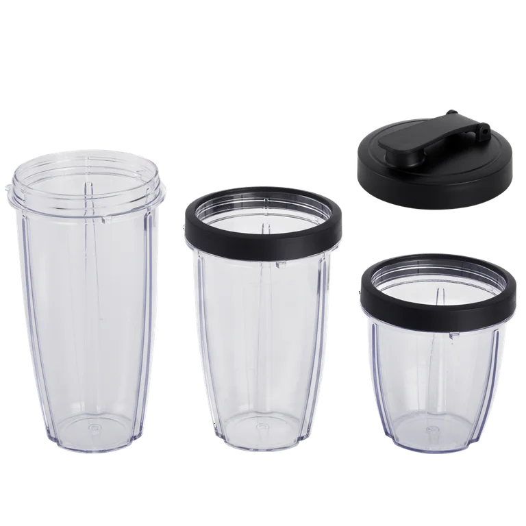 Mainstays Juego de Batidora de 10 Piezas, Negro, 300 W, con 3 Frascos (10 Oz, 16 Oz, 18 Oz), 2 Tapas para Beber, Hoja de Acero Inoxidable