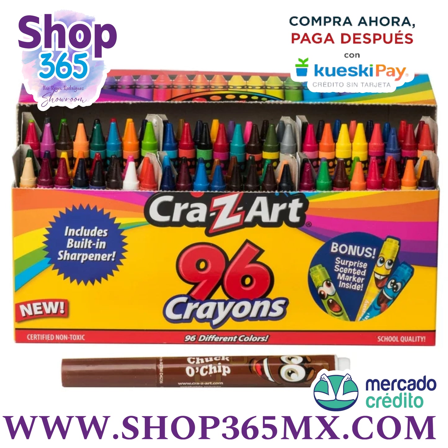 Cra-Z-Art Crayones de 96 unidades, paquete a granel con sacapuntas incorporado, multicolor, regreso a la escuela