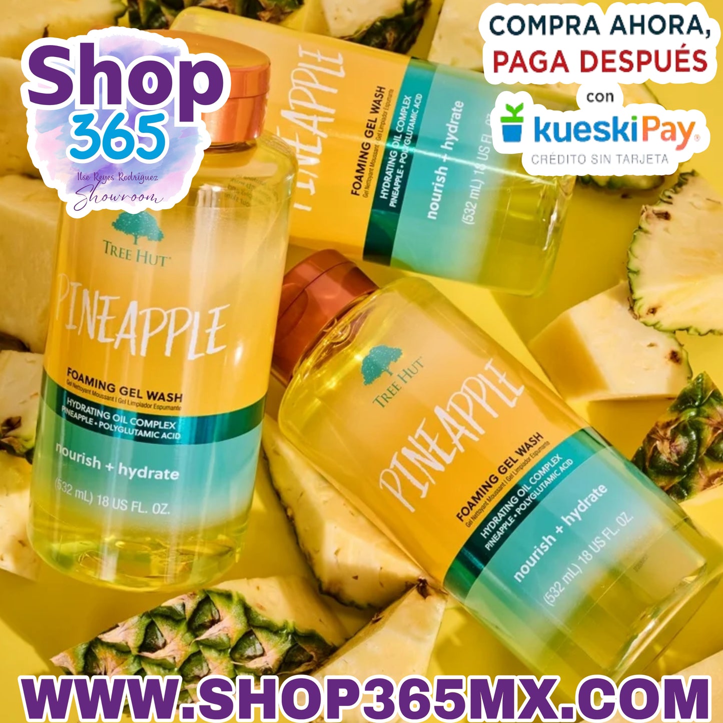 Gel de lavado espumoso de piña Tree Hut, 18 onzas líquidas