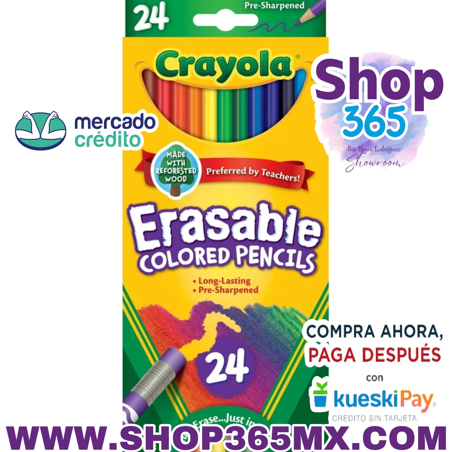 Lápices de colores borrables Crayola, 24 unidades, útiles escolares para adolescentes, herramientas de arte, coloración para adultos