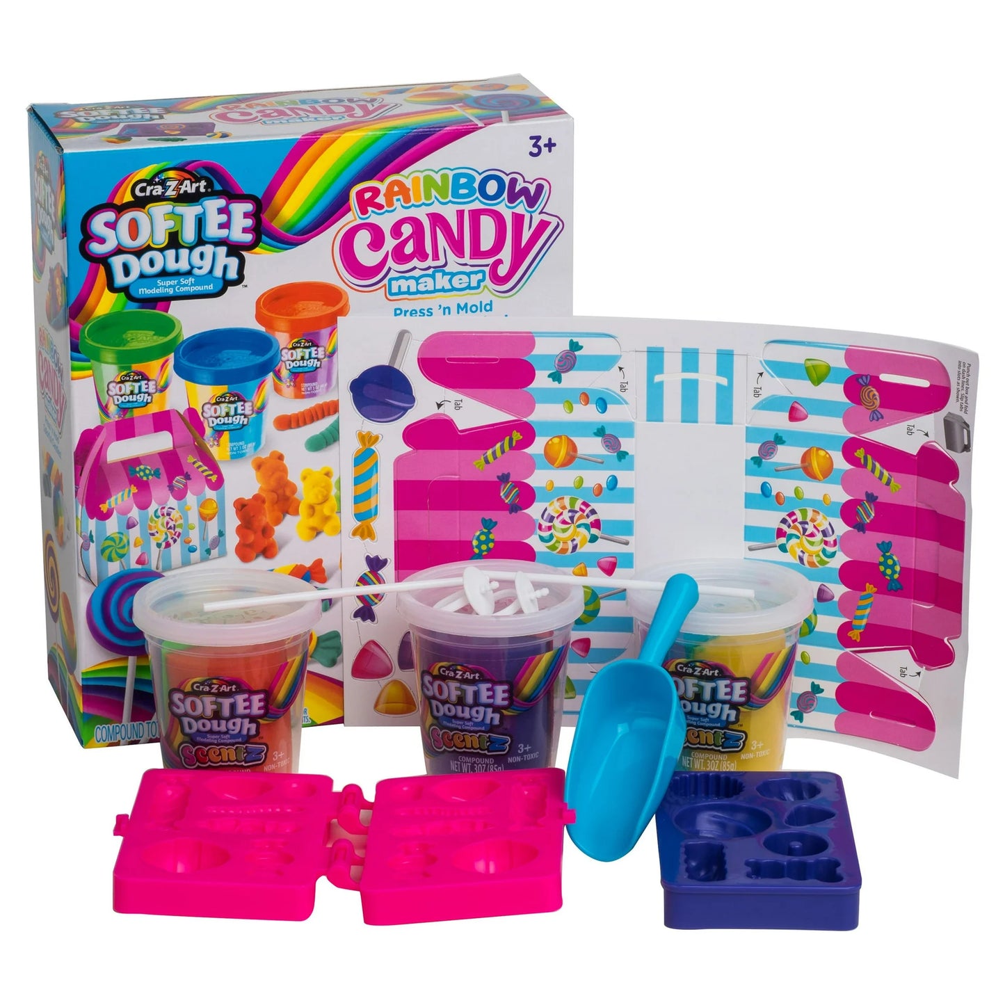 Cra-Z-Art Softee Dough Kit de 11 Piezas para Hacer Dulces Arcoíris Masa Multicolor para Edades de 3 Años en Adelante