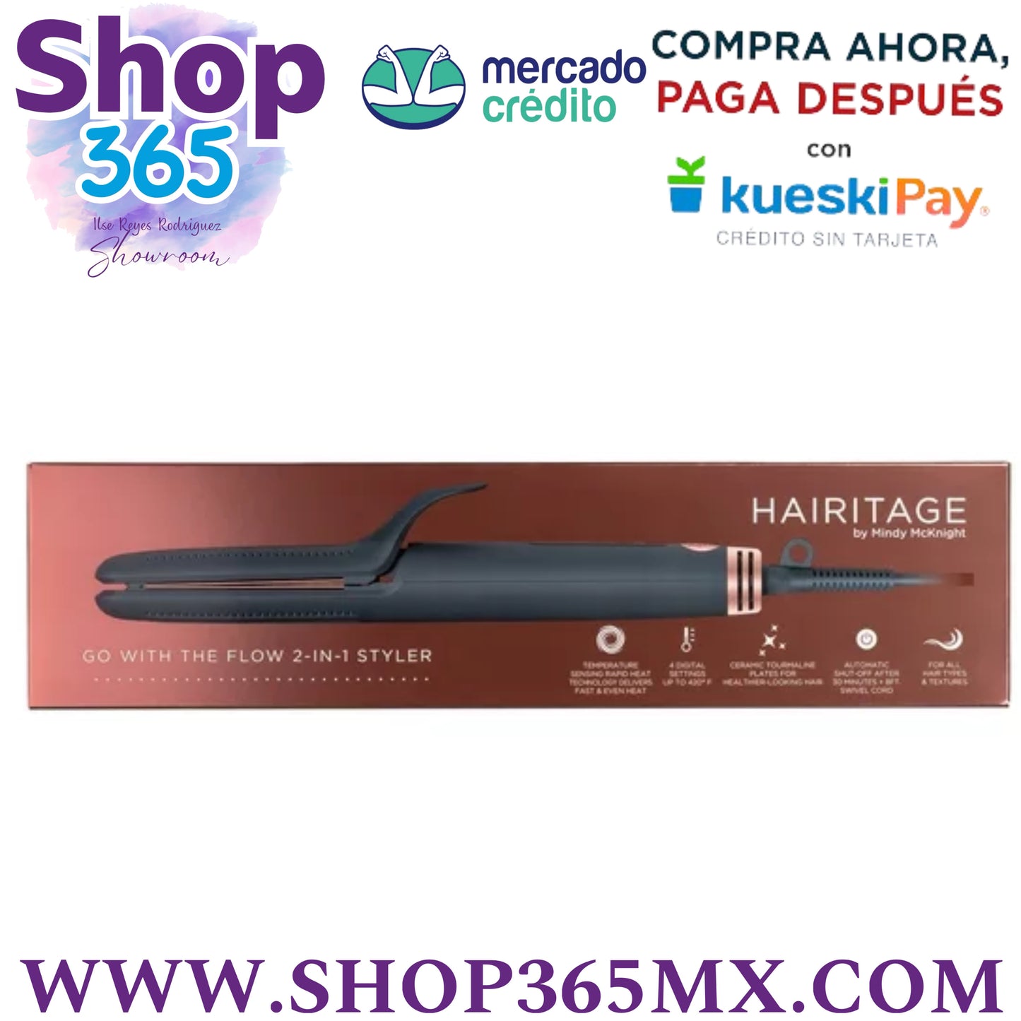 Hairitage 1" Alisador de Pelo de Cerámica Turmalina y Rizador para Todo Tipo de Cabello